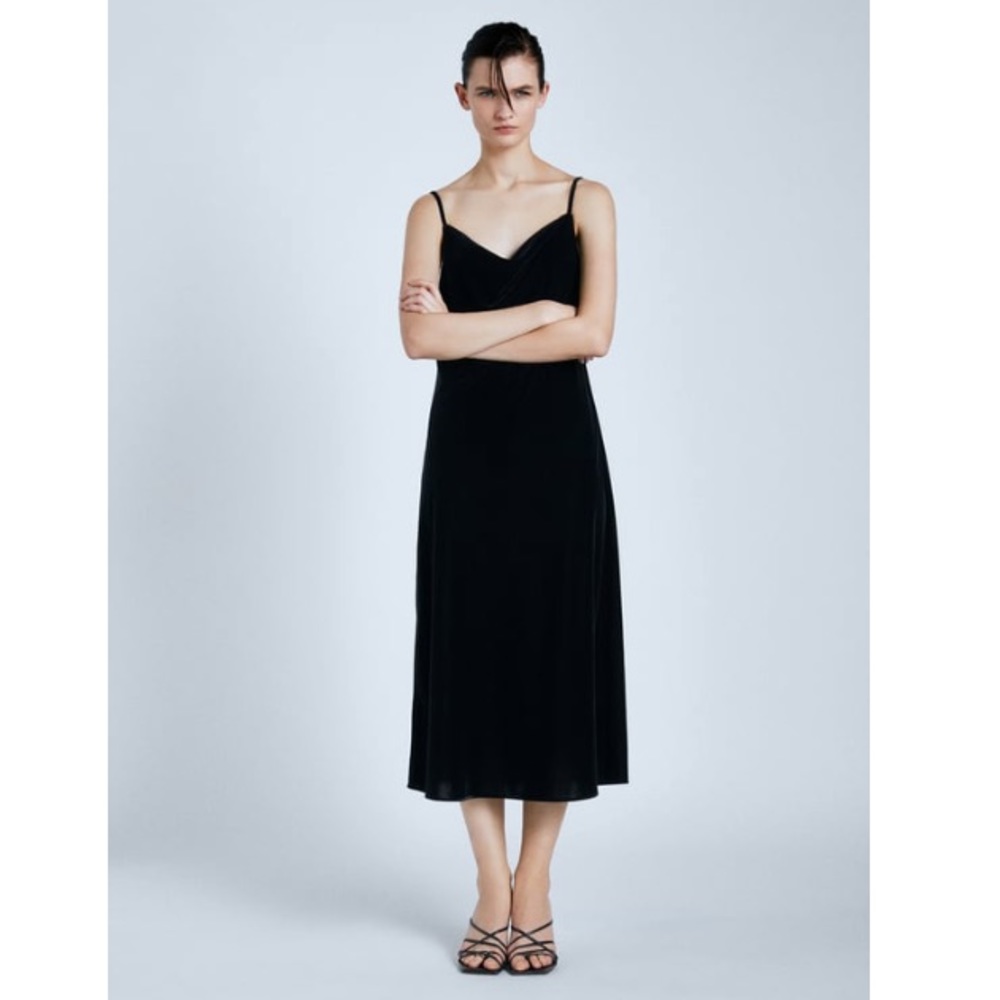 NWT black velvet bias cut dress